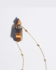Tiger Eyes Crystal Potion Bottle Necklace with Gold Chain, alternate view