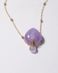 Amethyst Crystal Potion Bottle Necklace with Gold Chain, side view
