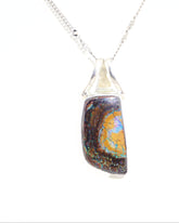 Handmade Australian Boulder Opal Pendant Necklace Sterling Silver Sun Drift