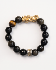 Courage Charm | Pixiu Dragon Obsidian & Tiger Eye Bracelet, alternate view