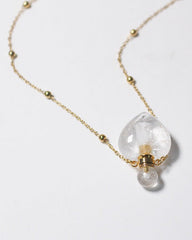 Clear Quartz Crystal Potion Bottle Necklace with Gold Chain, side view