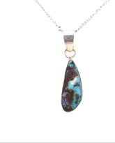 Handmade Australian Boulder Opal Pendant Necklace Sterling Silver Earth Drop