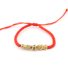 Double Pixiu Dragon Adjustable Red String Bracelet