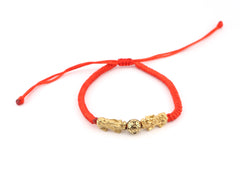 Double Pixiu Dragon Adjustable Red String Bracelet