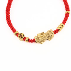 Pixiu Dragon with Lucky Coin Red String Bracelet