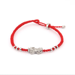 Pixiu Dragon with 6 Beads Red String Bracelet