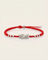 Pixiu Dragon with 6 Beads Red String Bracelet