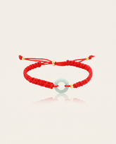 Small Jade Donut Adjustable Red String Bracelet