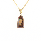 Handmade Australian Boulder Opal Pendant Necklace Golden Pillar