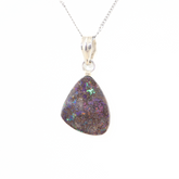 Handmade Australian Boulder Opal Pendant Necklace Sterling Silver Ancient Tear