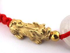 Double Pixiu Dargon with Jade Adjustable Red String Bracelet