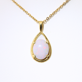 Handmade Australian Solid Coober Pedy Opal Pendant Necklace in 18k Gold