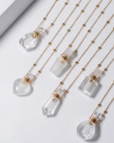Clear Quartz Crystal Potion Bottle Necklace with Gold Chain