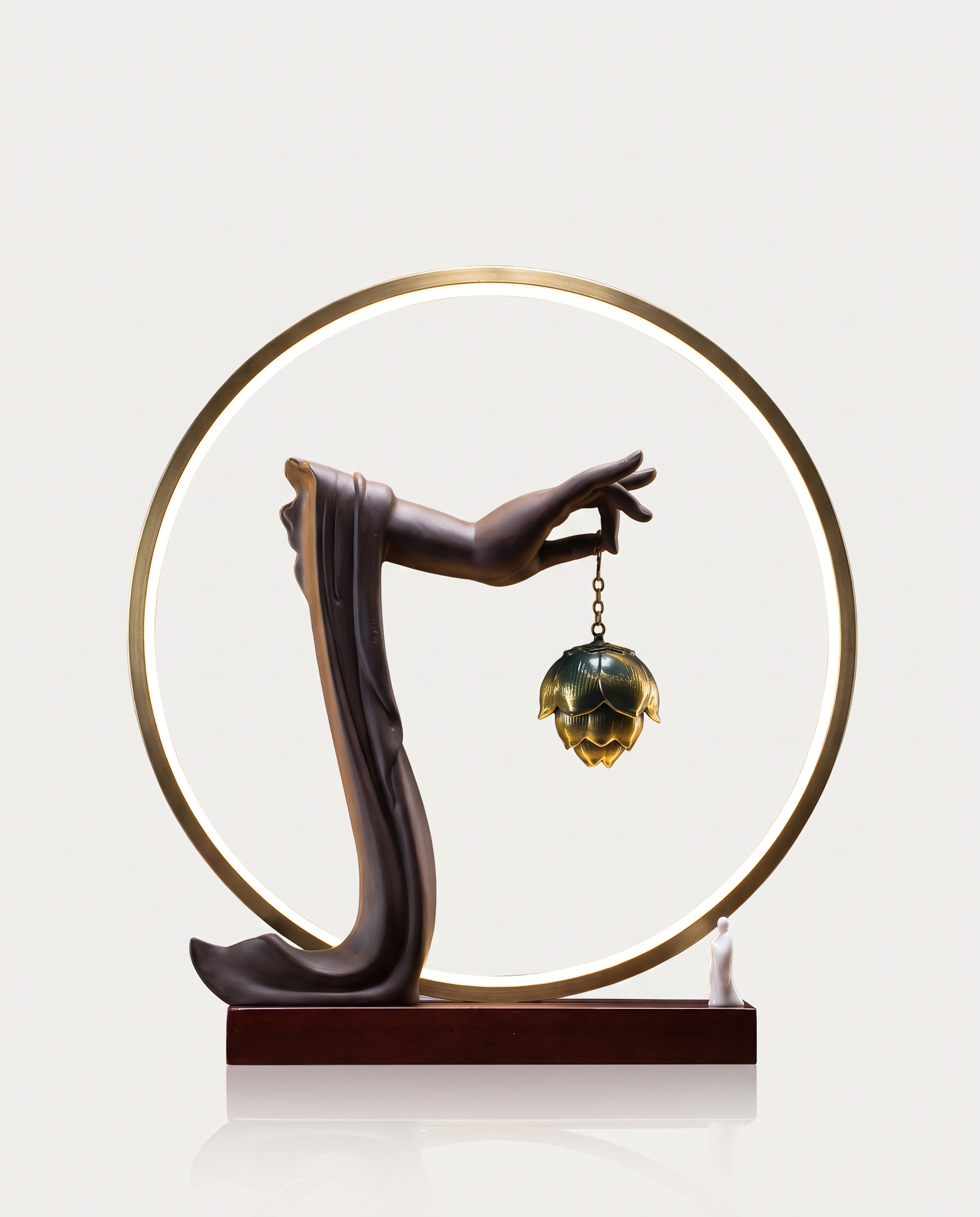 Buddha Hand Backflow Incense Burner with Light Ring
