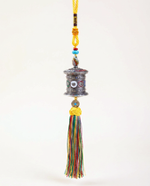 Rainbow Tibetan Prayer Wheel Charm — Silver