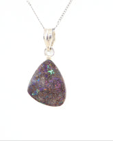 Handmade Australian Boulder Opal Pendant Necklace Sterling Silver Ancient Tear