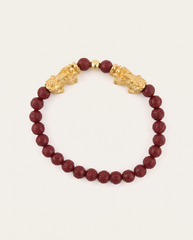 Fortune Charm Mini Pixiu Red Cinnabar Bracelet flat lay