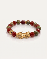Fortune Charm | Pixiu Unakite & Red Agate Bracelet