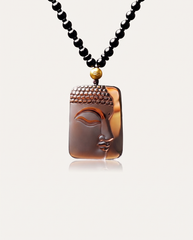 ice obsidian buddha face necklace