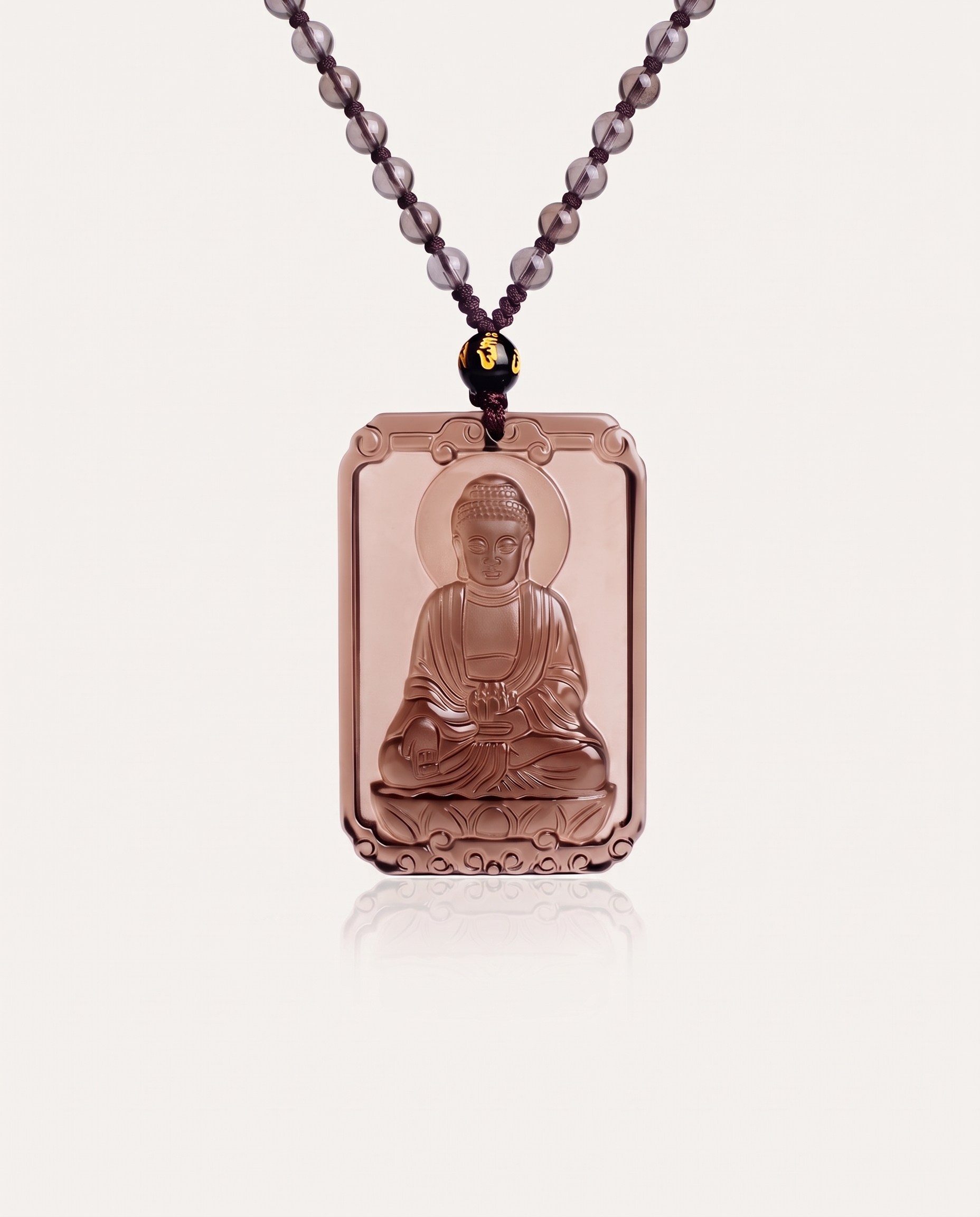 ice obsidian zodiac guardian necklace amitabha