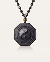 obsidian bagua pendant necklace