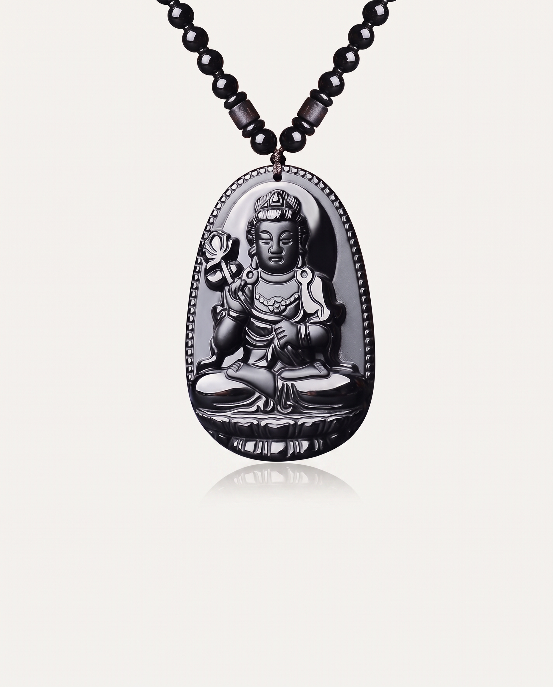 obsidian guardian buddha necklace mahasthamaprapta