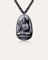 obsidian guardian buddha necklace mahasthamaprapta