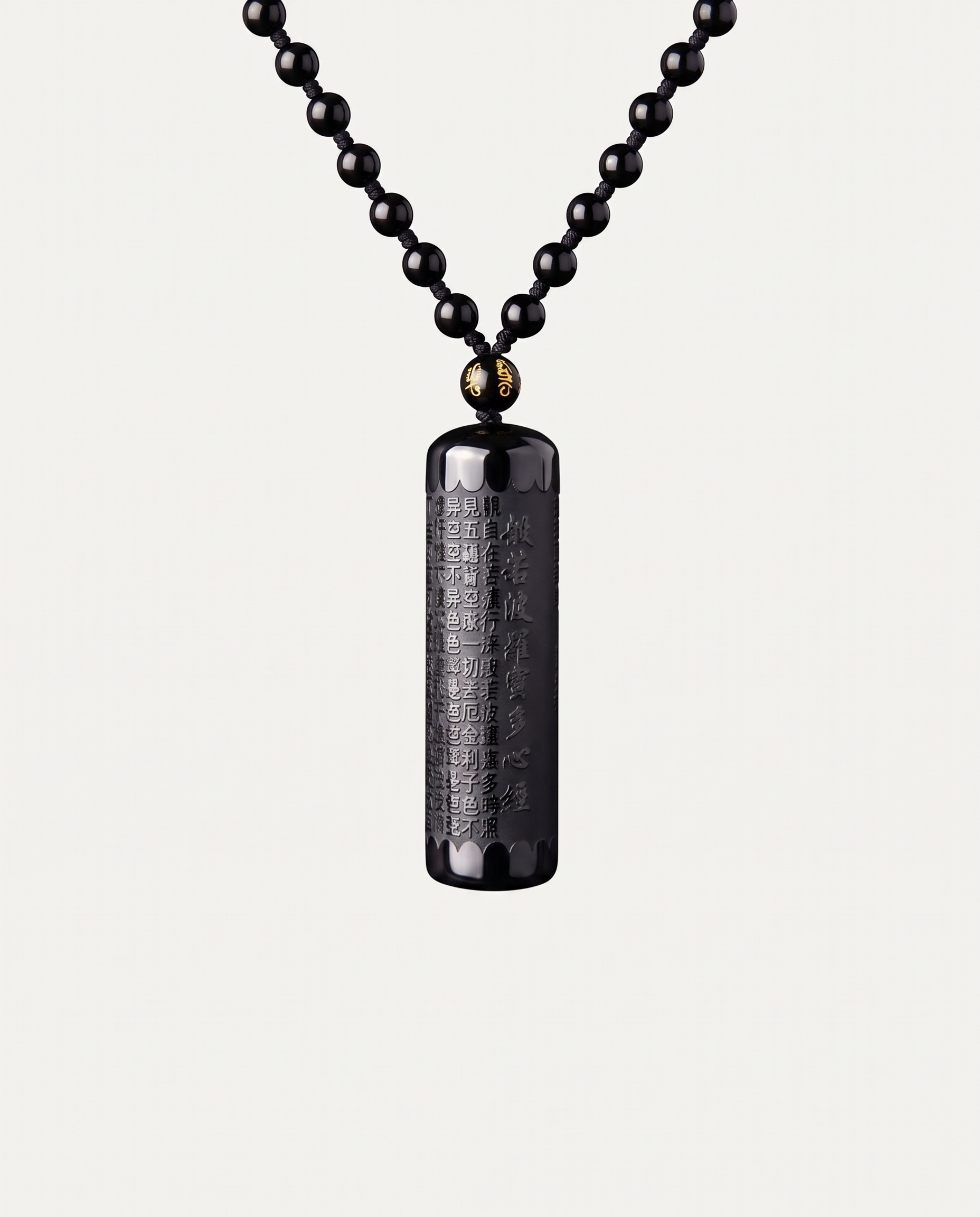 obsidian heart sutra necklace