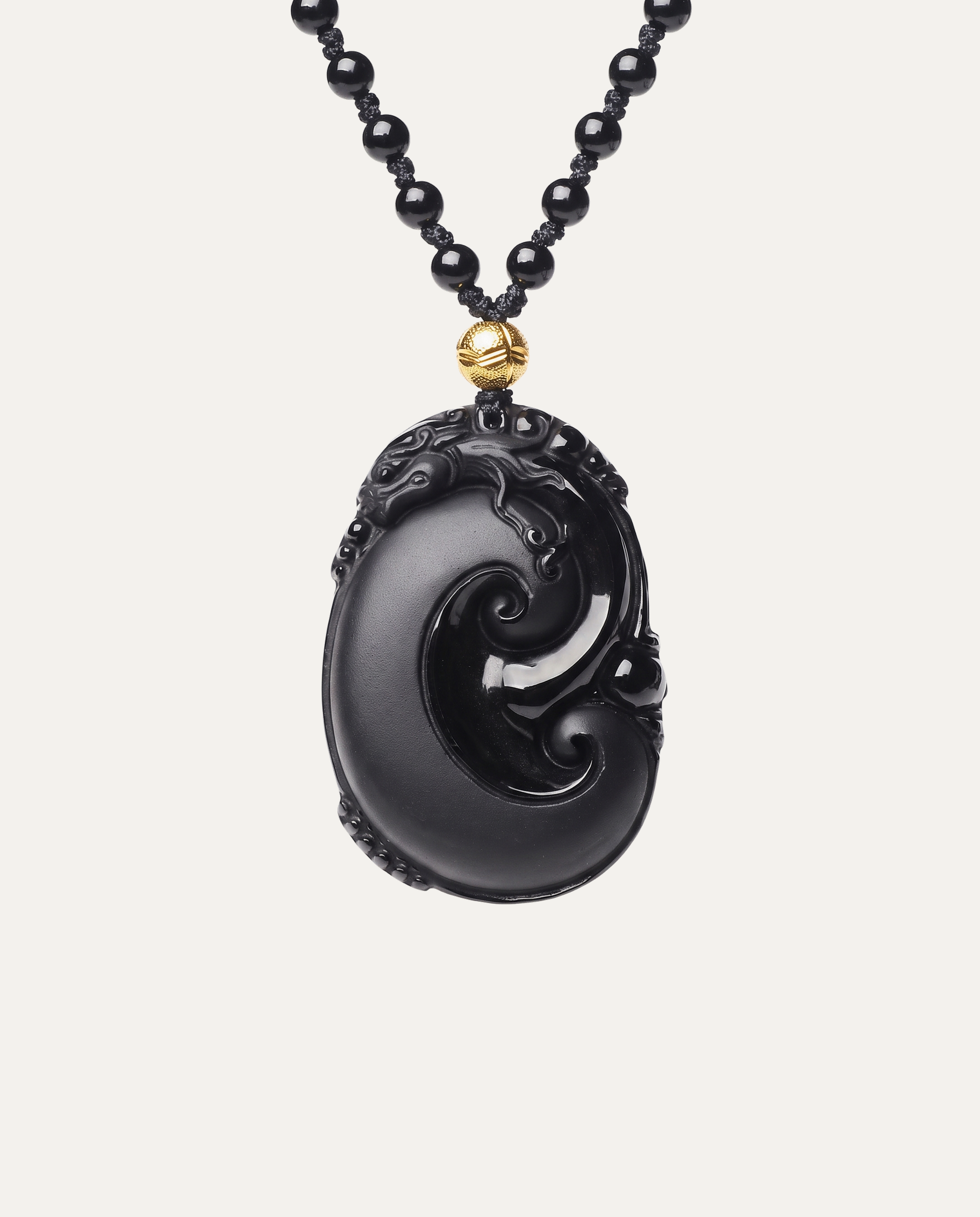 Obsidian Pixiu Ruyi Necklace