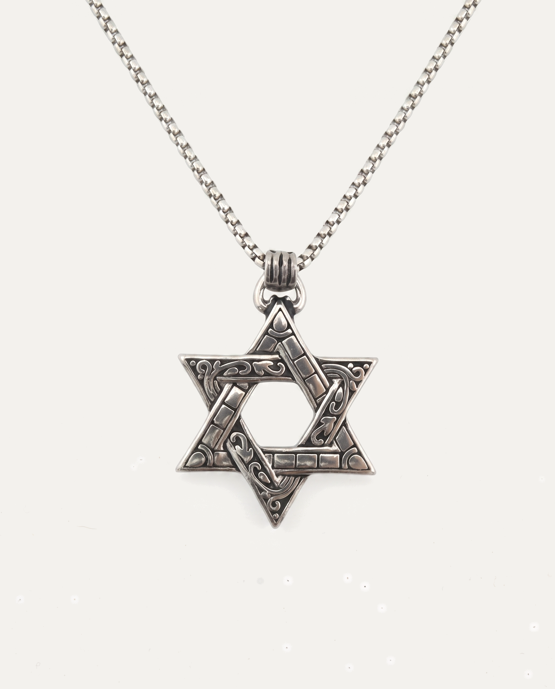 Six-pointed star titanium steel necklace