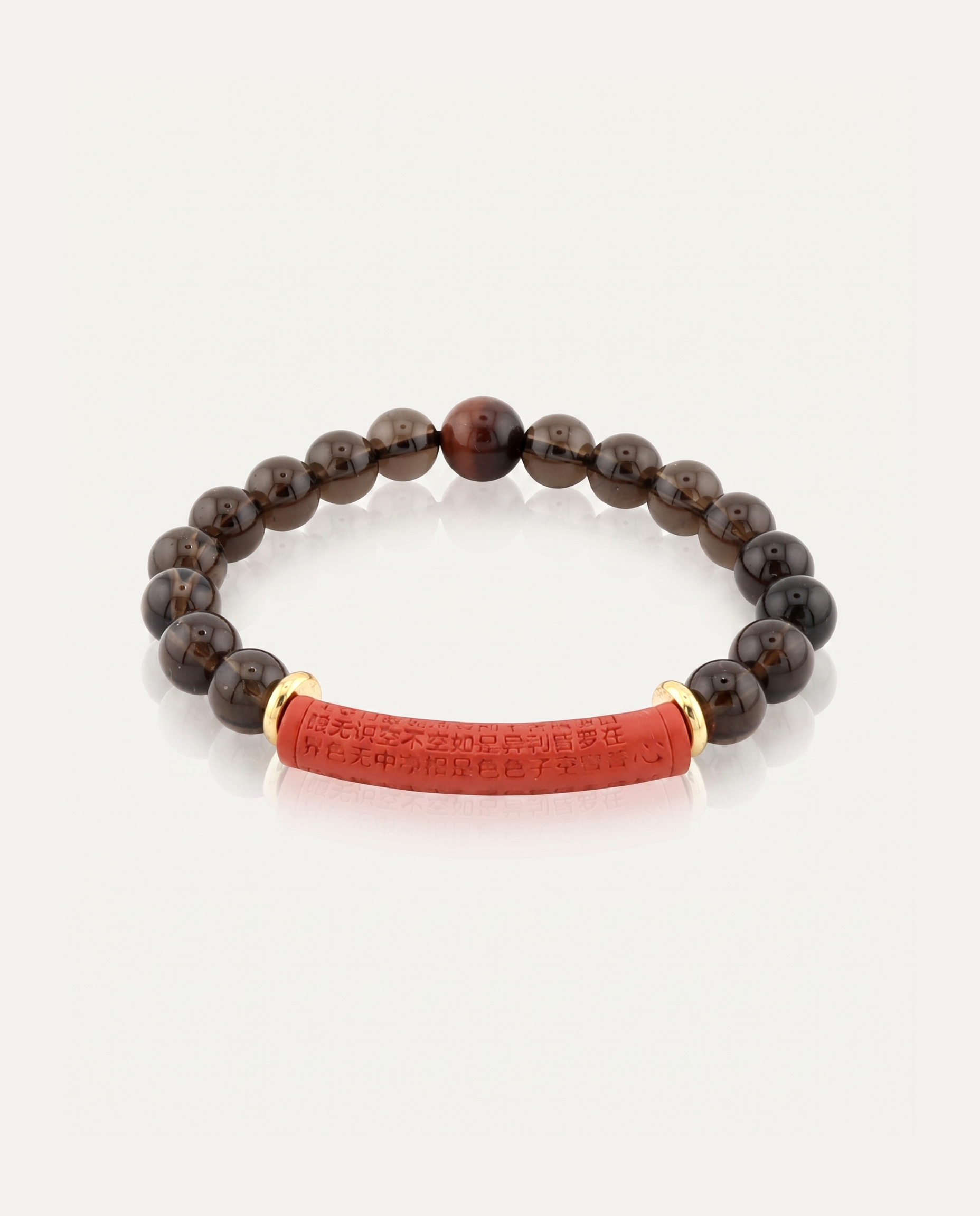 Smoky Quartz & Cinnabar Mantra Bracelet