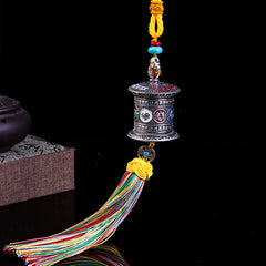 Rainbow Tibetan Prayer Wheel Charm, side view