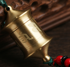 Tibetan Prayer Wheel Charm, close-up detail