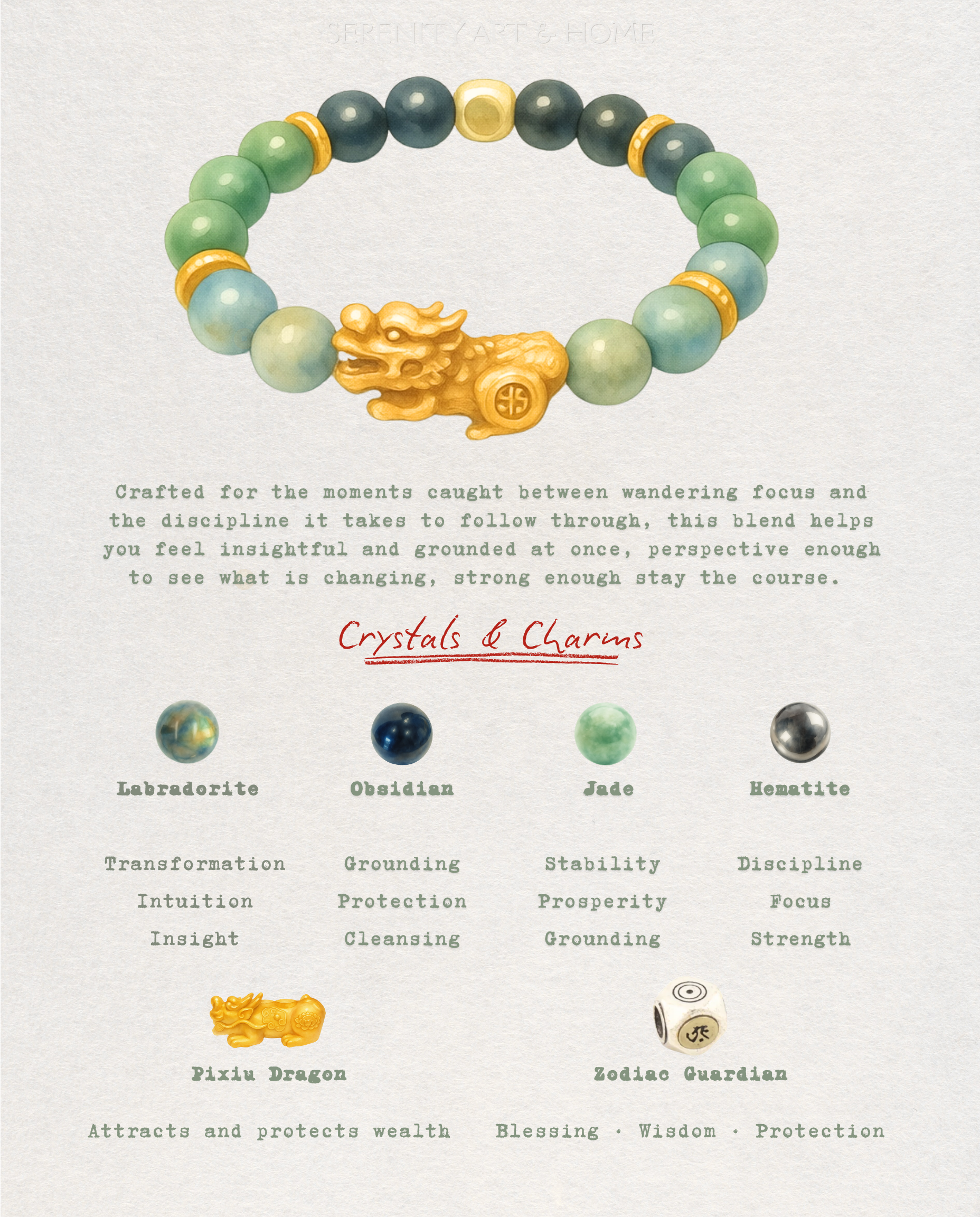 Iron Fortune Pixiu Bracelet, side view