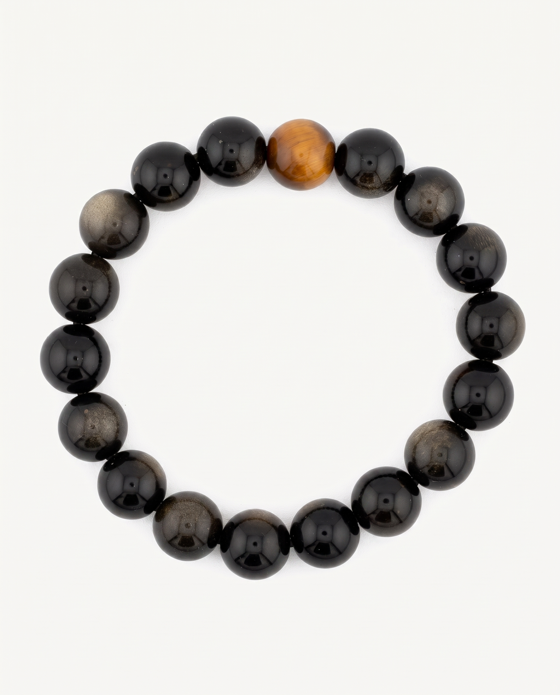 Courage & Protection | Tiger Eye & Obsidian Bracelet, alternate view
