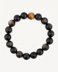 Courage & Protection | Tiger Eye & Obsidian Bracelet, alternate view