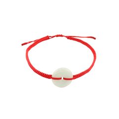 Jade Donut Adjustable Red String Bracelet