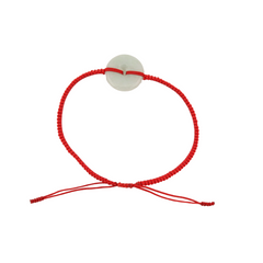 Jade Donut Adjustable Red String Bracelet
