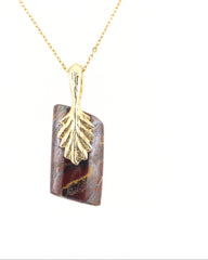 Handmade Australian Boulder Opal Pendant Necklace Sterling Silver Golden Drift Pillar, detail view