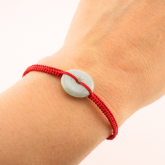 Jade Donut Adjustable Red String Bracelet