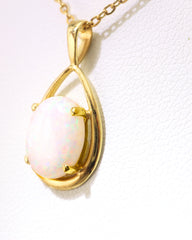 Handmade Australian Solid Coober Pedy Opal Pendant Necklace sterling silver, side view