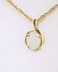 Handmade Australian Solid Coober Pedy Opal Pendant Necklace in 18k Gold, alternate view