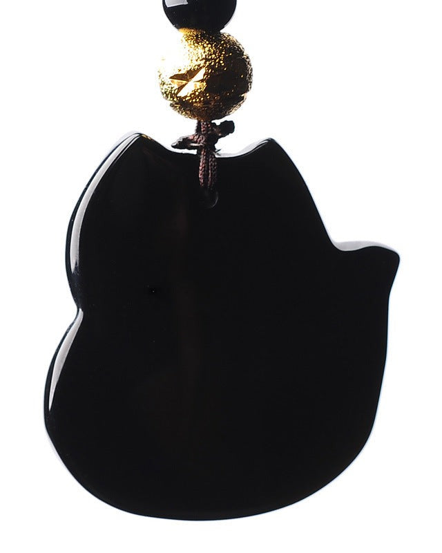 Obsidian Protection Pendant Necklace, back view (2)