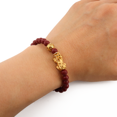 Prosperity Charm | Mini Pixiu Dragon Red Cinnabar Bracelet