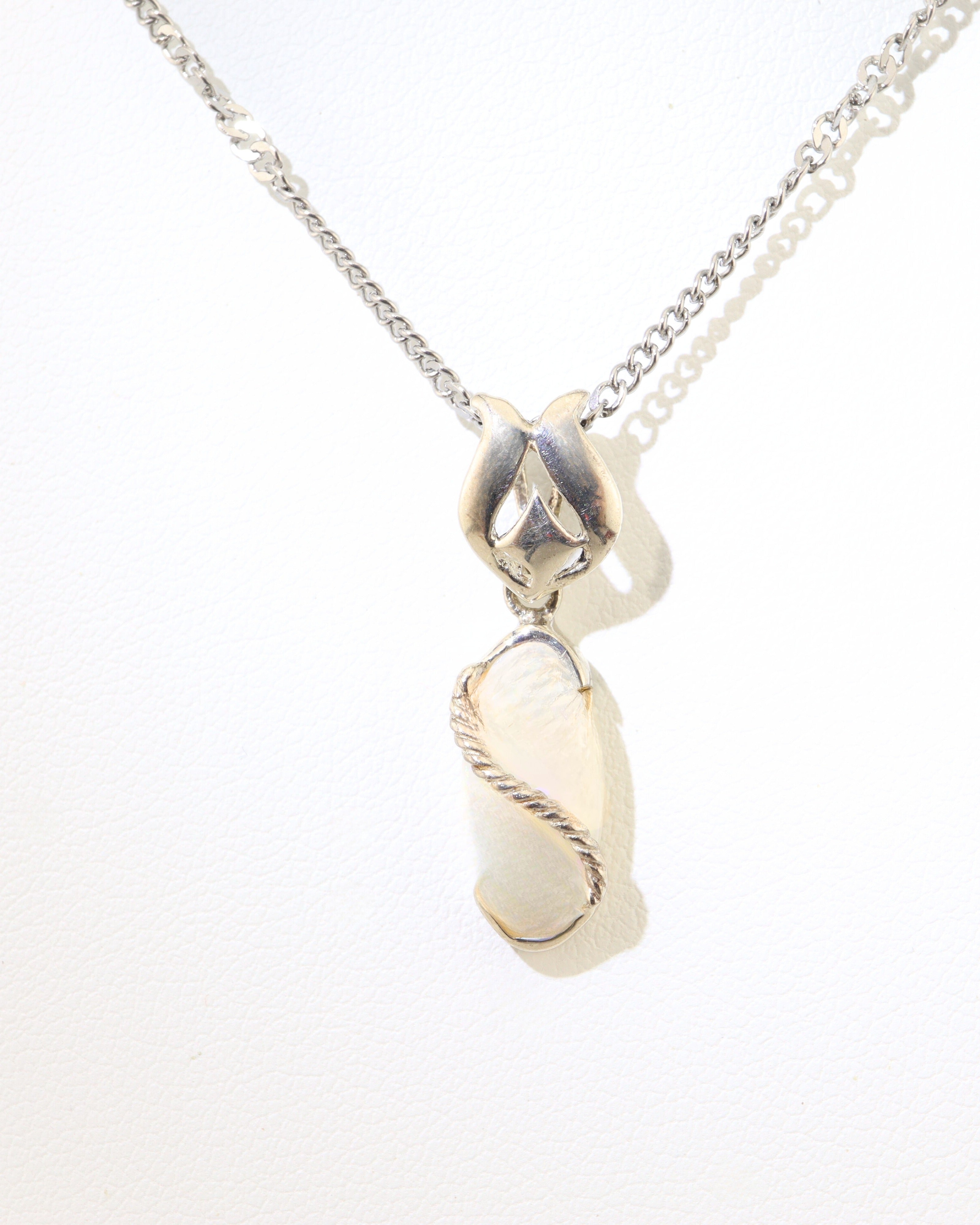 Handmade Australian Solid Coober Pedy Opal Pendant Necklace sterling silver, alternate view
