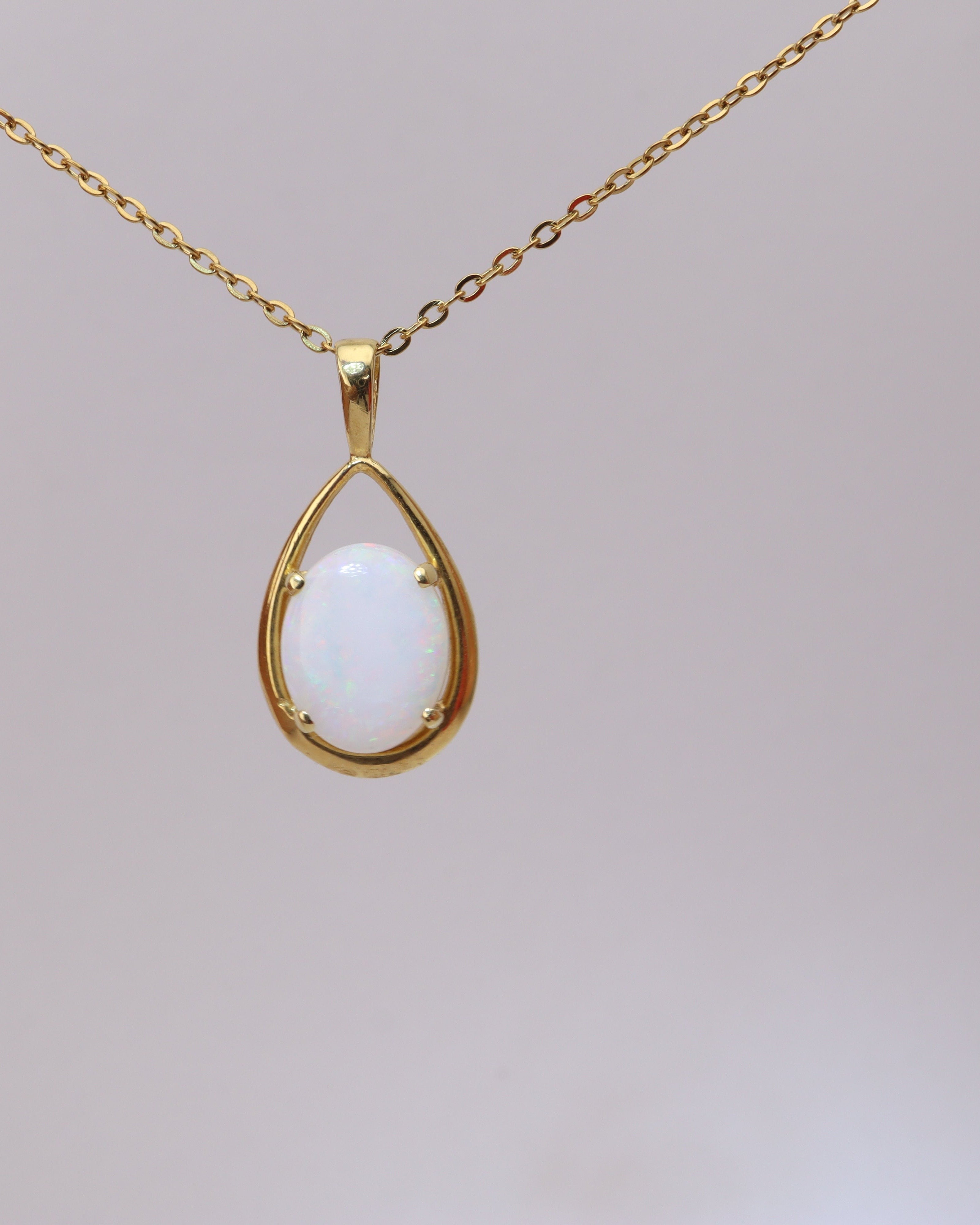 Handmade Australian Solid Coober Pedy Opal Pendant Necklace sterling silver, alternate view