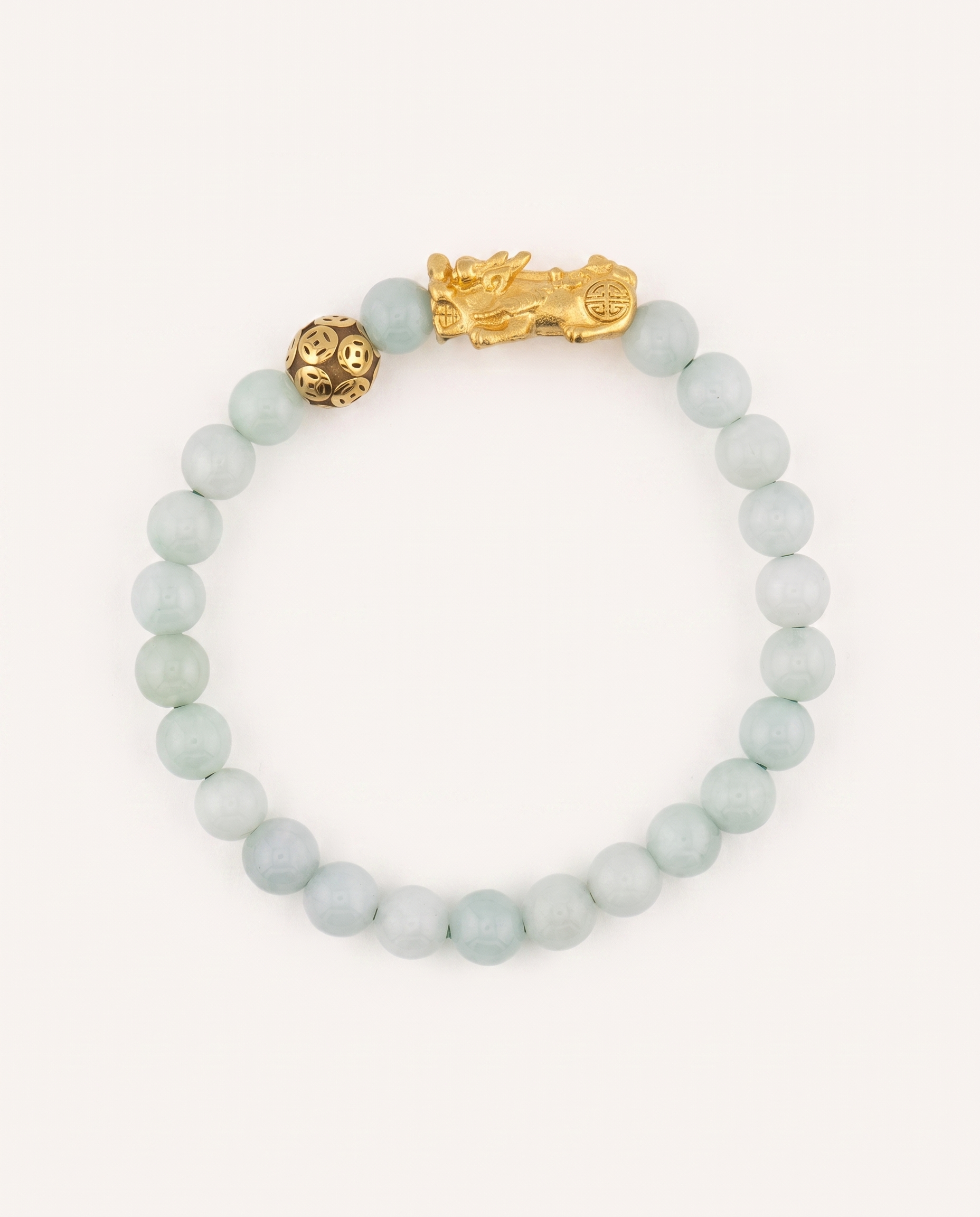 Heaven's Stone | Pixiu Dragon Burma Jade Bracelet, detail view