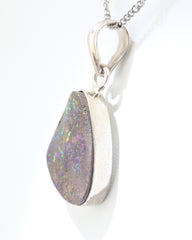 Handmade Australian Boulder Opal Pendant Necklace Sterling Silver Ancient Tear, alternate view