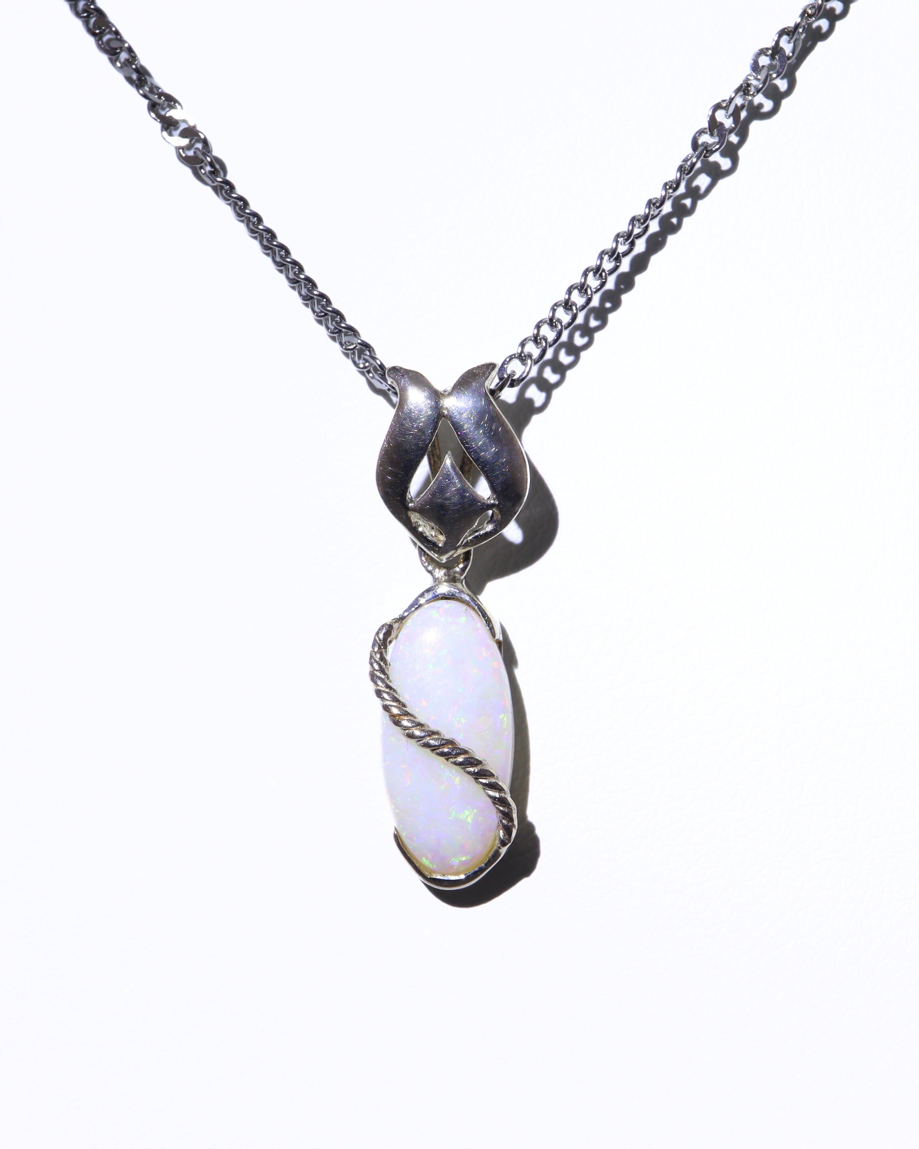 Handmade Australian Solid Coober Pedy Opal Pendant Necklace sterling silver