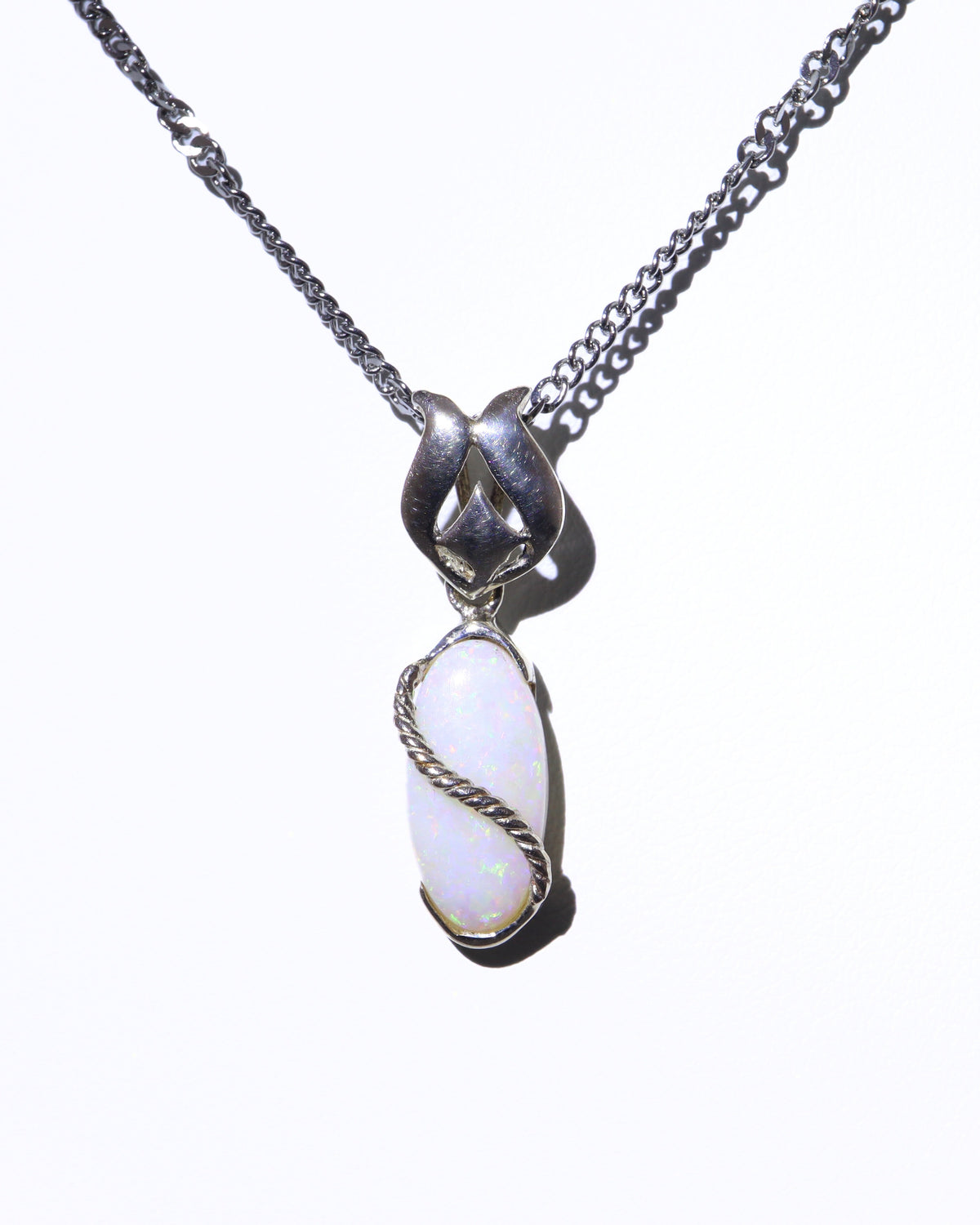 Handmade Australian Solid Coober Pedy Opal Pendant Necklace sterling silver
